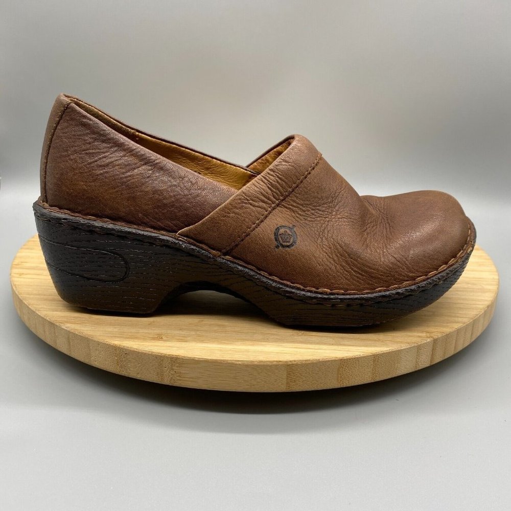 Brown Leather Mules by Born